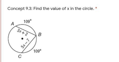 Concept 9.3: Find the value of x in the circle.-example-1