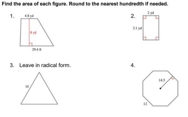 Find the area of each figure. Round to the nearest hundredth if needed.-example-1