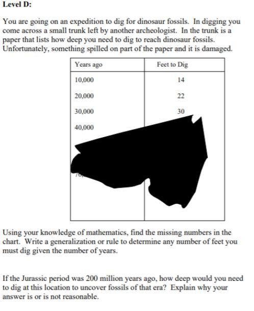 You are going on an expedition to dig for dinosaur fossils. In digging you come across-example-1