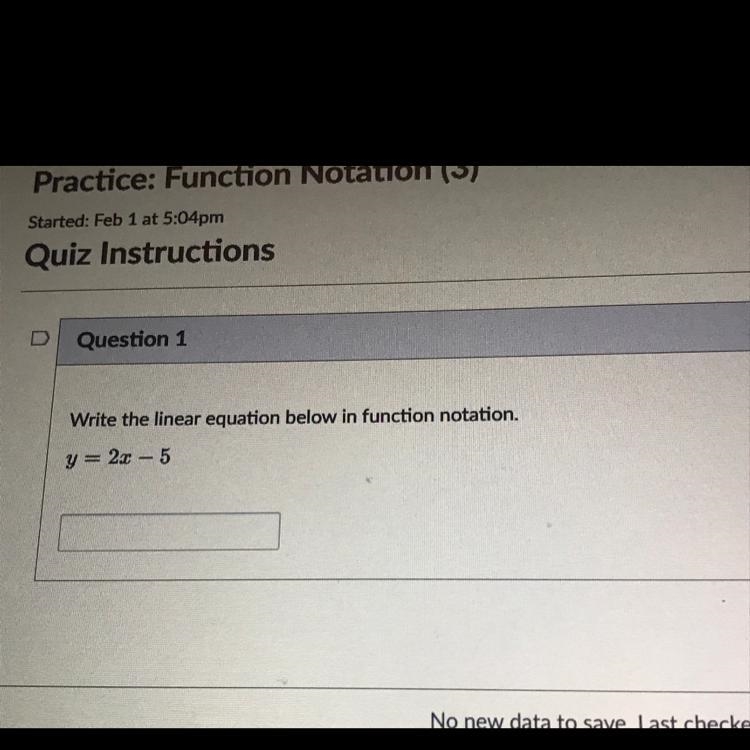 Write the linear equation below in the function notation y=2x-5-example-1