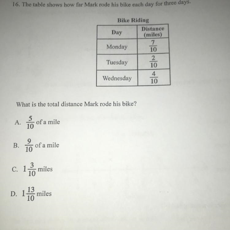 What is the total distance Mark rode his bike ?-example-1