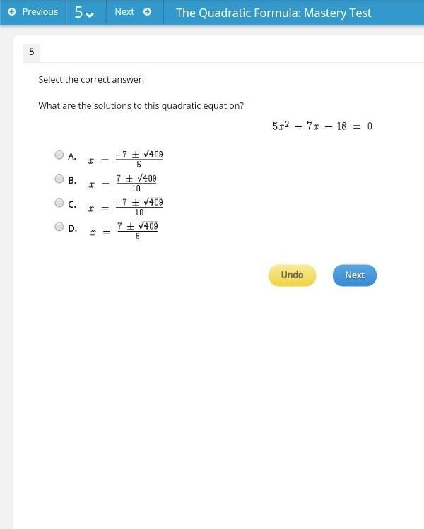 DONT PUT FAKE ANSWERS What are the solutions to this quadratic equation? 5x^2-7x-18=0 ​-example-1