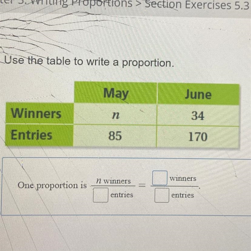 Use the table to write a proportion-example-1