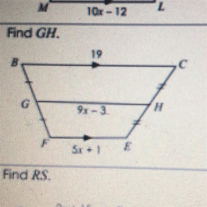 I need x and GH there is two answer to this!! Please help-example-1