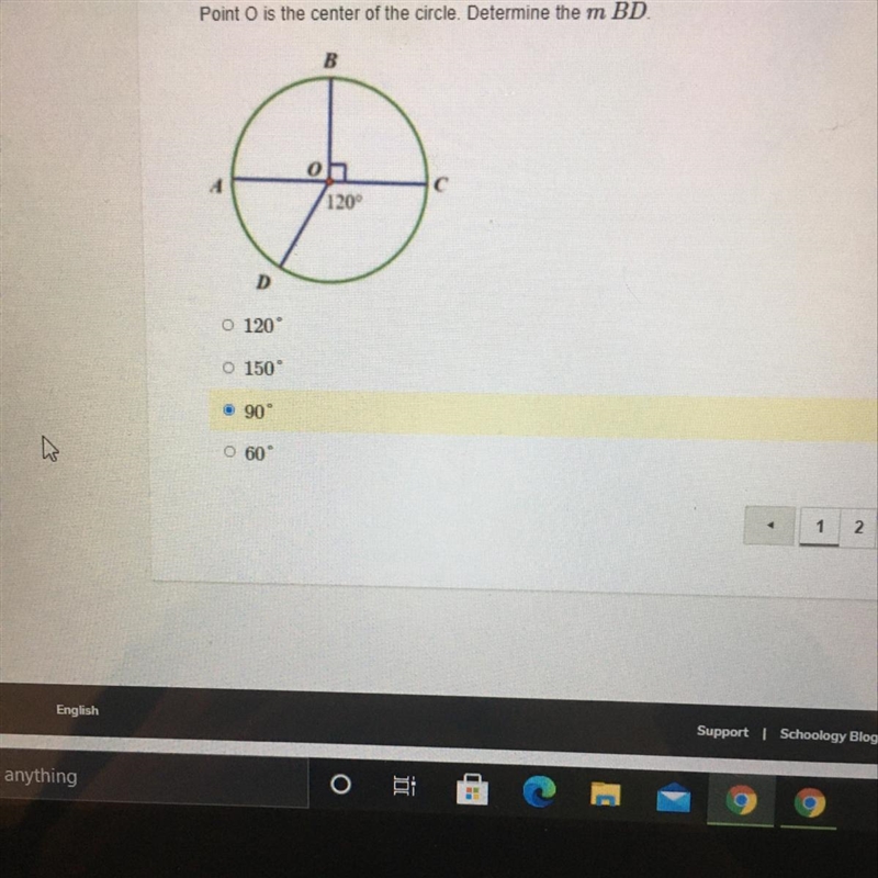 Point O is the center of the circle. Determine the m BD Volume and circles ❤️-example-1