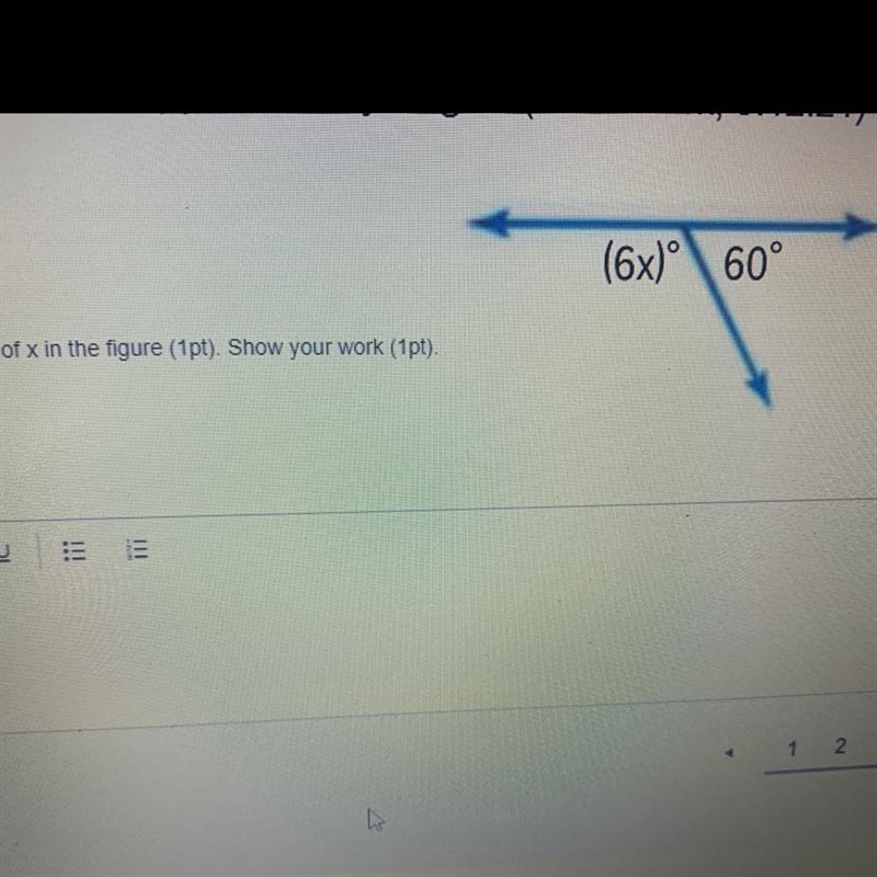 Find the measure of x in the figure. show your work. answer asap please-example-1