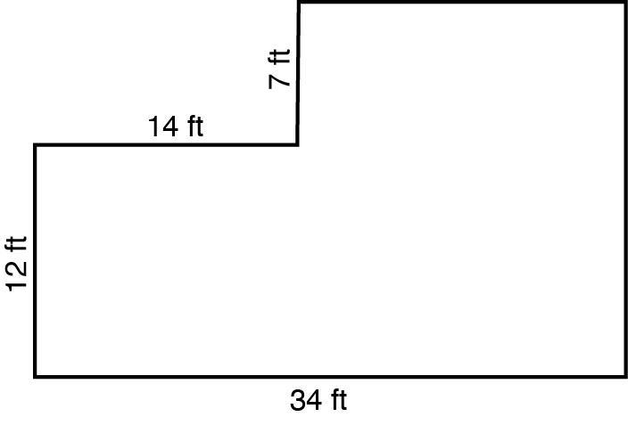 Find the area of the bedroom with the shape shown in the figure, in square feet.-example-1