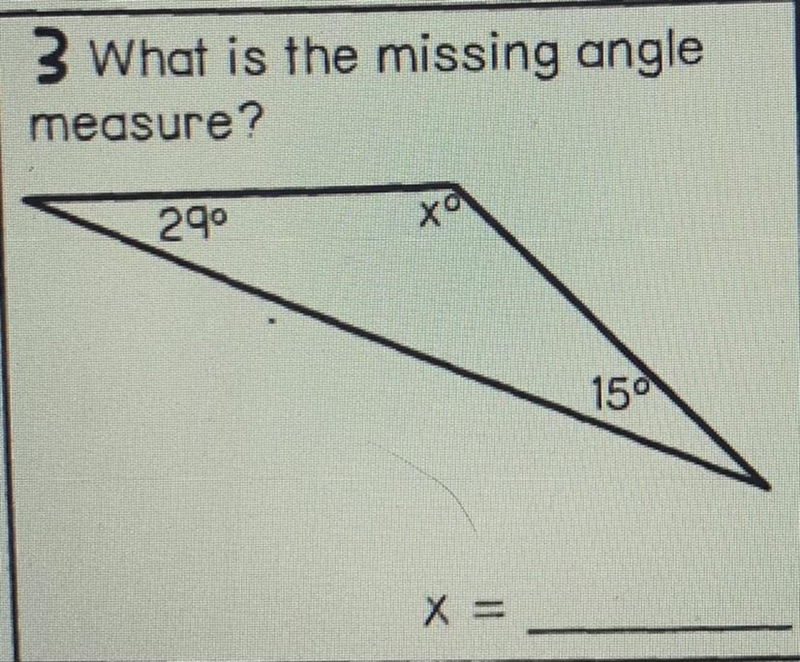 What is the missing angle measure?-example-1