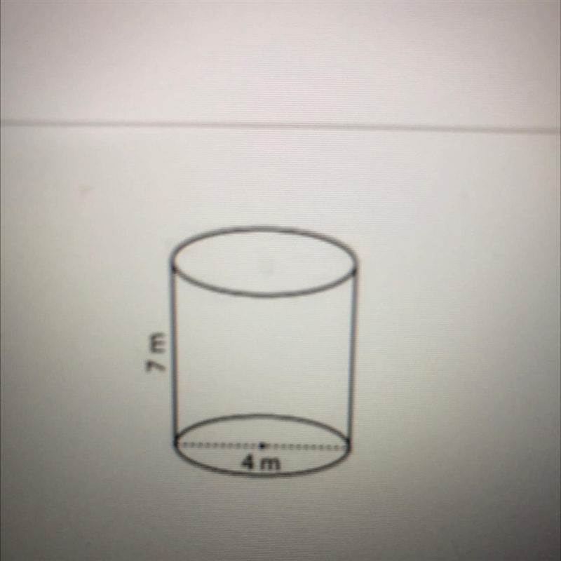 Find the exact volume of the cylinder. A: 14pi m^3 B: 28pi m^3 C: 56pi m^3 D: 112pi-example-1