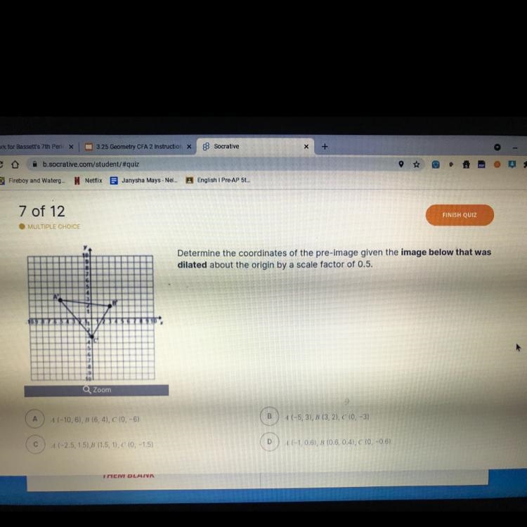 Determine the coordinates of the pre-image?-example-1