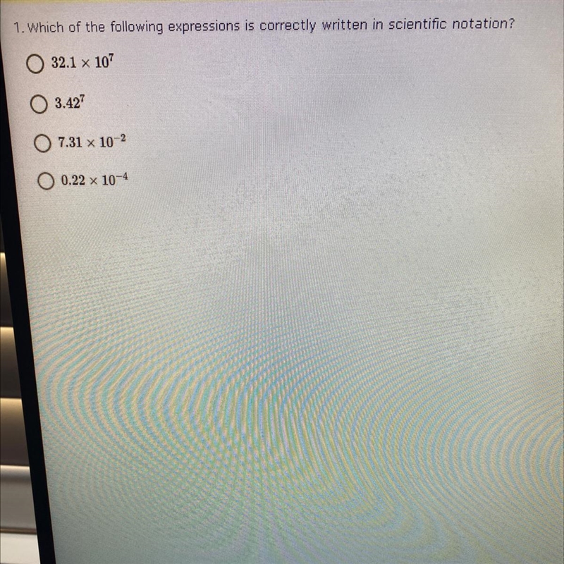 Which of the following expressions is correctly written in scientific notation?-example-1