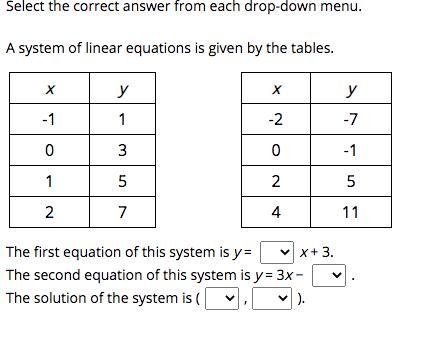 Please help me asap Select the correct answer from each drop-down menu. A system of-example-1