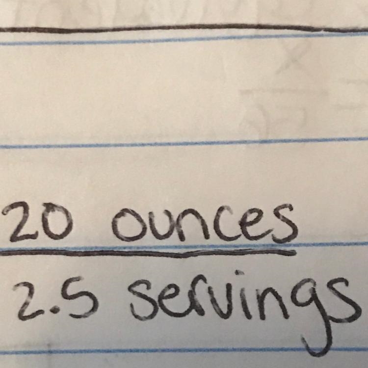 Find the unit rate: 20 ounces/ 2.5 servings-example-1