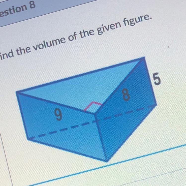 Find the volume of the given figure. 5 9 8-example-1