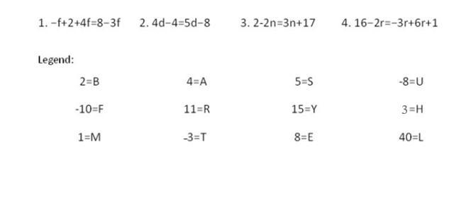 Solve the equations that have variables on both sides, find your answers in the legend-example-1