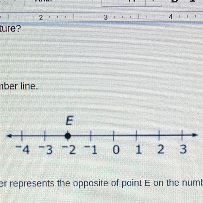 What number represents the opposite of point E on the number line?-example-1