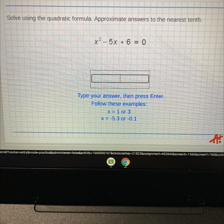 Solve using the quadratic formula. Approximate answers to the nearest tenth.-example-1