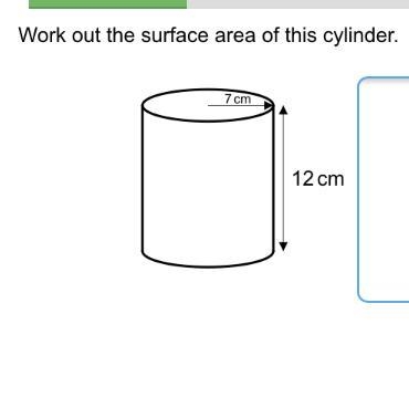 Work out the surface area of this cylinder. Please help.-example-1