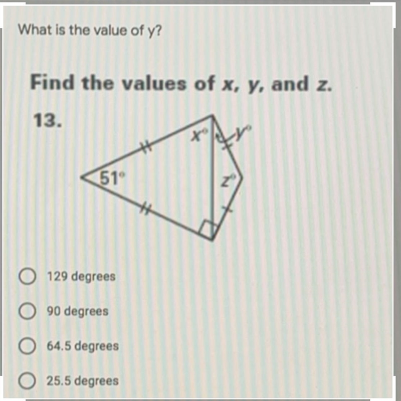 What is the value of y? Find the values of x, y, and z.-example-1