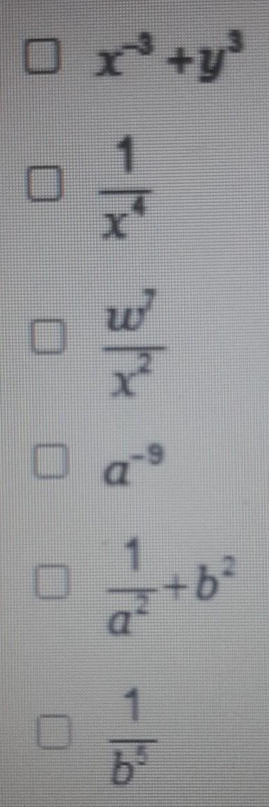 Which expressions are in simplest form? Check all that apply.​-example-1