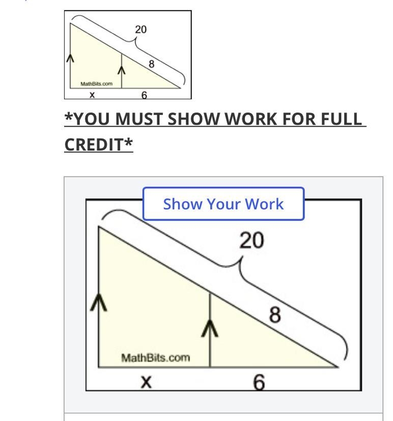 Determine the value for x in the picture below. Please help me-example-1