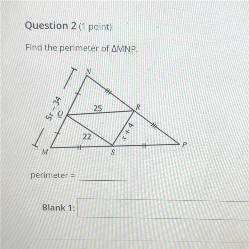 I need help on finding the perimeter of MNP. I do not know how to start this problem-example-1