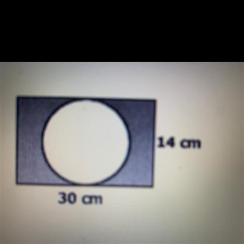 Find the area of the shaded region formed by circle that touches the edges of a rectangle-example-1