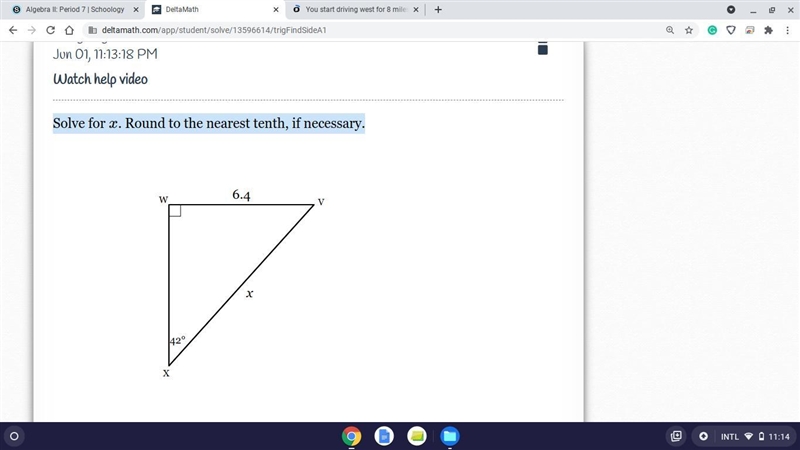 Solve for x. Round to the nearest tenth, if necessary.-example-1