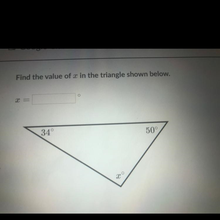 Find the value of x in the triangle shown below x =____ help besties, i’m not smart-example-1