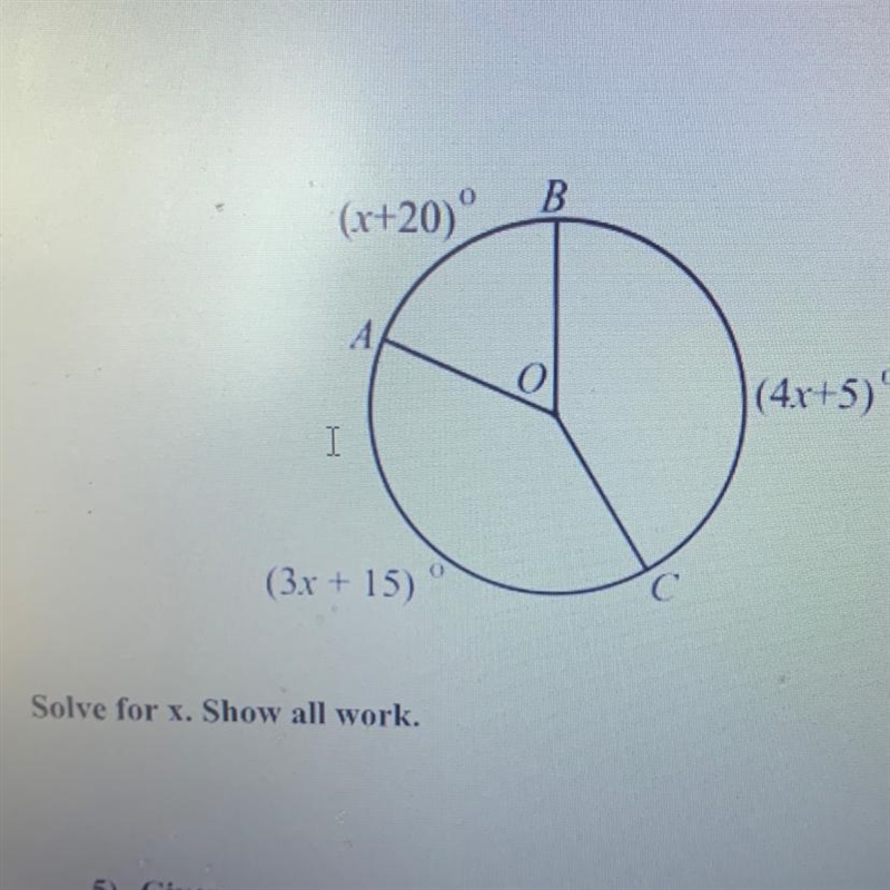 4) Given: Solve for x. Show all work.-example-1