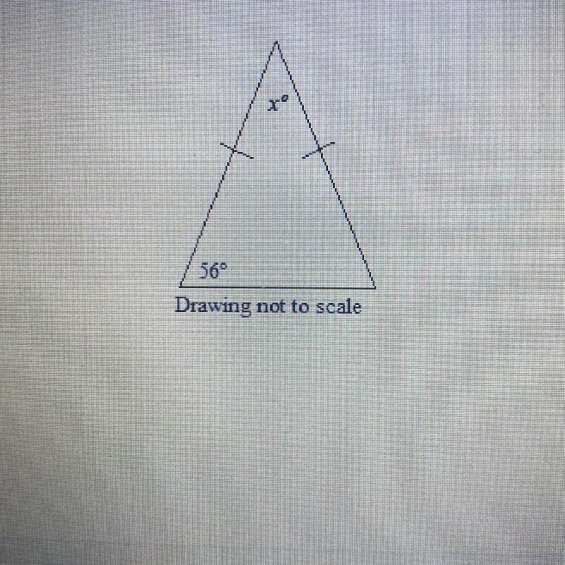 20. What is the value of x? 20 56° Drawing not to scale-example-1