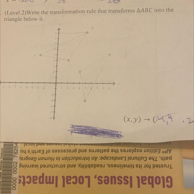 Write the transformation rule that transforms ABC into the triangle below it-example-1