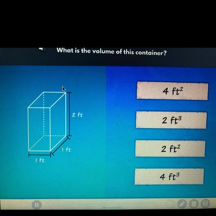 What is the volume of this container 4 ft2 2 ft3 2 ft2 4 ft3-example-1