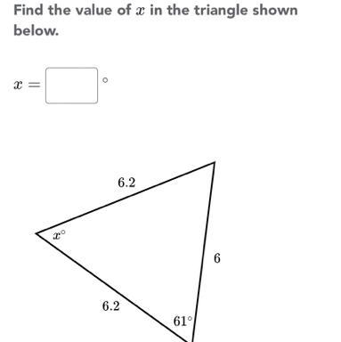 Someone help pls !! find the value of x in the triangle shown below-example-1