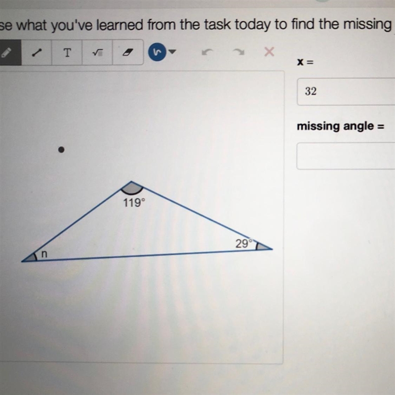 Find the missing angle and x-example-1