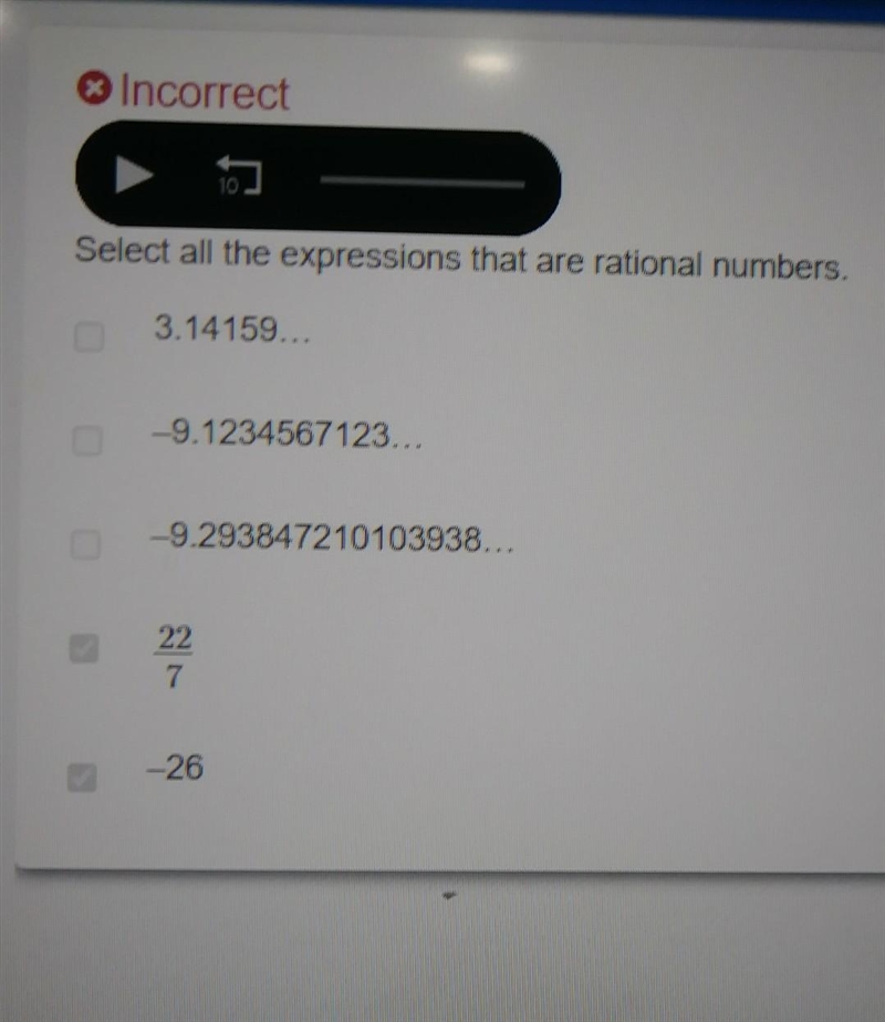 Select all the Expressions that are rational numbers. Can someone help me find the-example-1