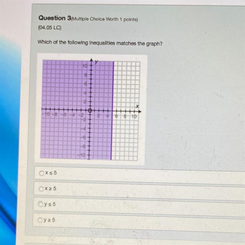 Which of the following inequalities matches the graph?-example-1