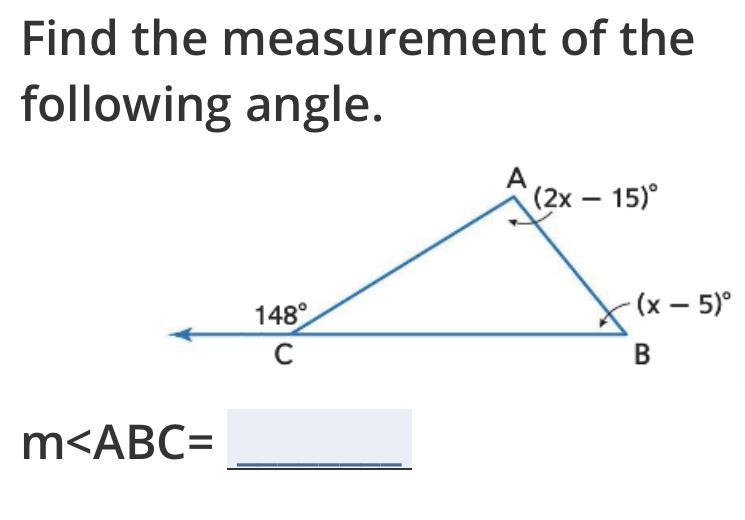 Find the measurement of the following angle. Plz I need help-example-1