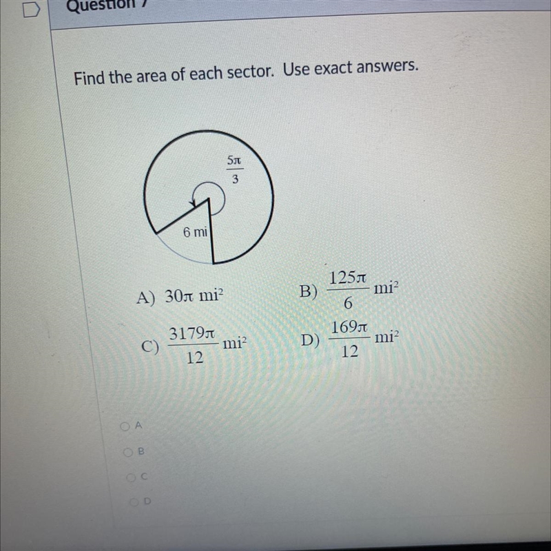 Find the area of each sector. Use exact answers-example-1