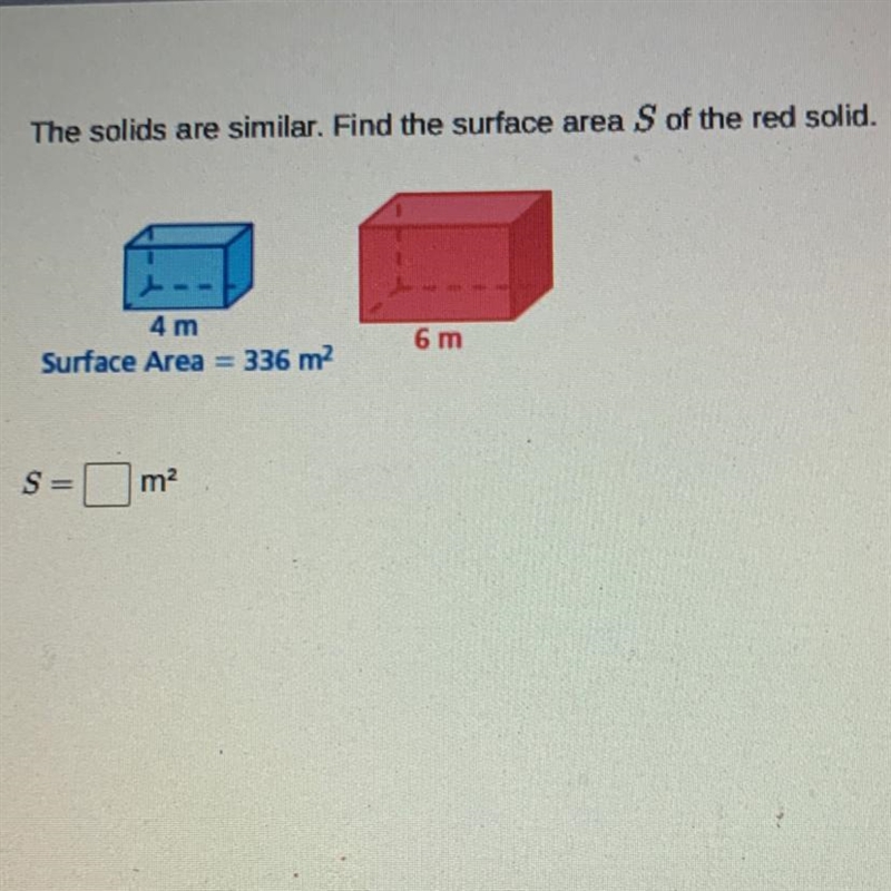 The solids are similar. Find the surface area of the red solid.-example-1