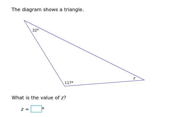 The diagram shows a triangle. What is the value of z?-example-1