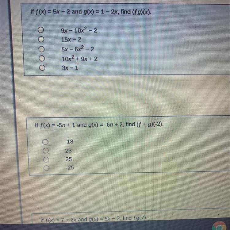 F(x)=5x-2 & g(x) =1-2x find f/g(c) Answer these 2 questions please-example-1