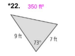 PLEASE HELP ME!! I WANT TO CRY Find the area of each triangle. Round your answers-example-1