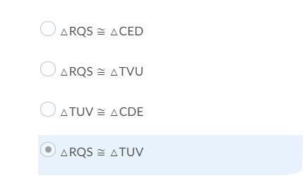 Need help with the correct answer please! Thank you. Which two triangles are congruent-example-2