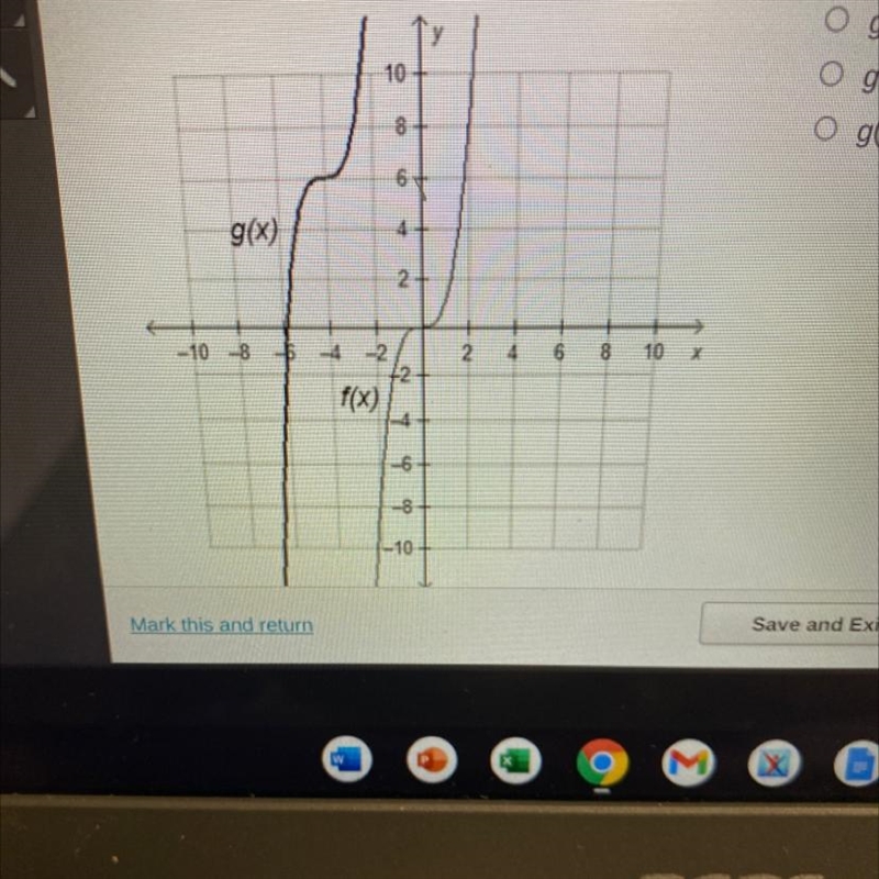 Which represents g(x), the translated function? O g(x) = (x + 4)3 + 6 O g(x) = (x-example-1