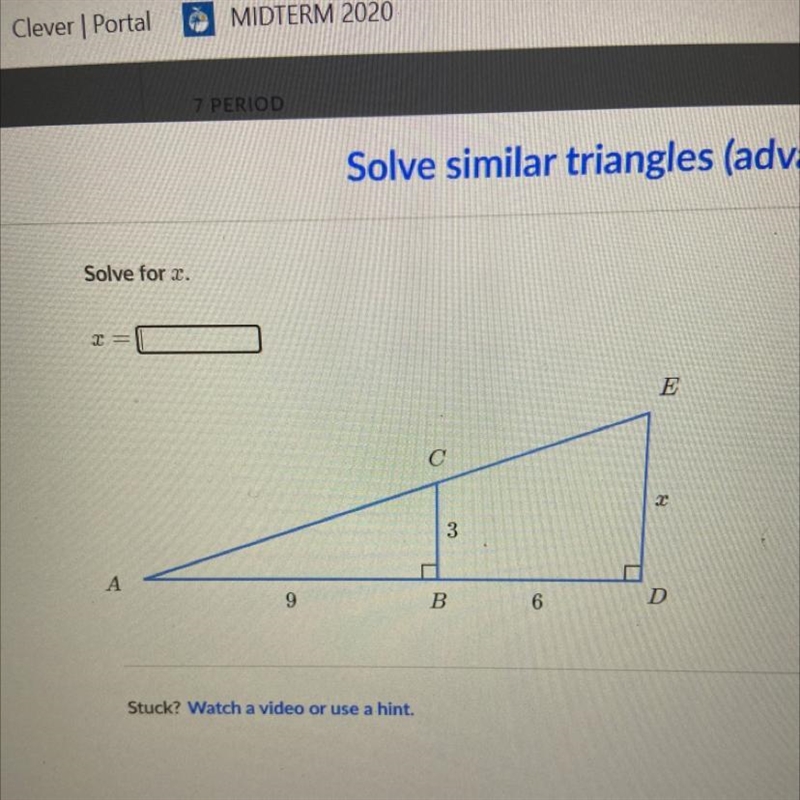 Solve for 2. = E 2 3 А 9 B 6 D-example-1