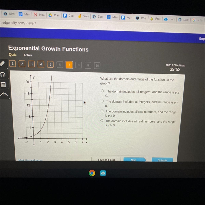 What are the domain and range of the function on the graph?-example-1