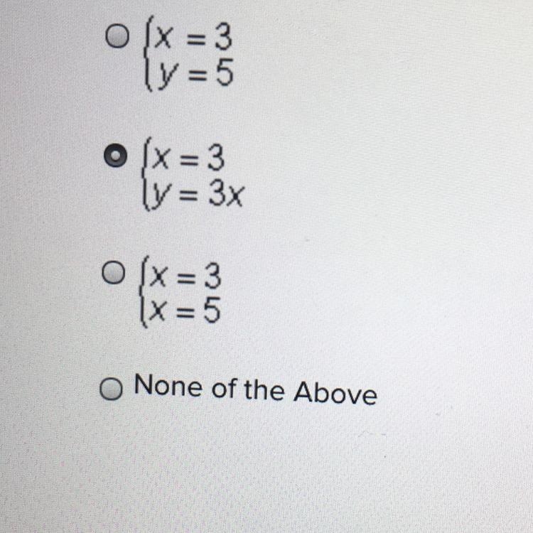 Which of the following systems of linear equations has no solution?-example-1