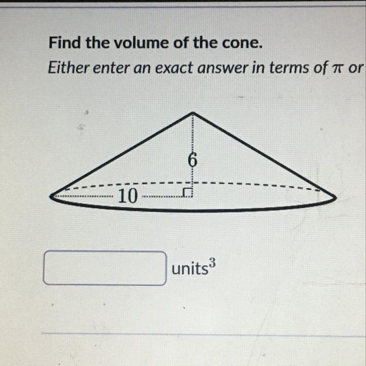 How to find the volume of a cone?-example-1