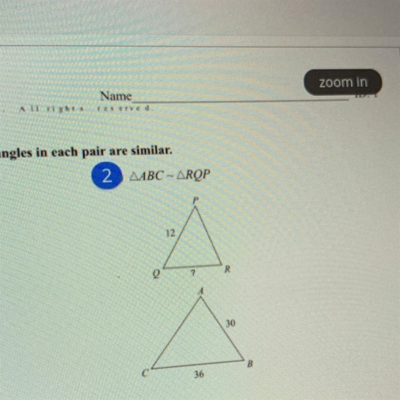 This is a similar triangle. Please find the missing length. (?)-example-1